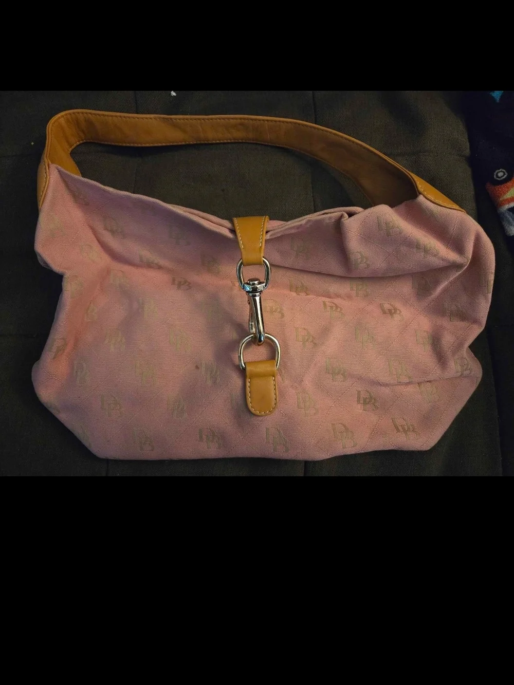 Dooney & Bourke Pink Shoulder Bag with Tan Leather Trim